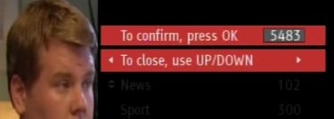 Entering code into BBC Interactive menu