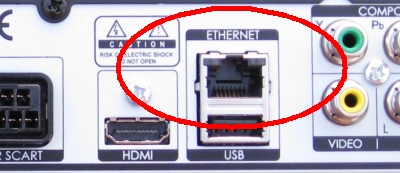 Ethernet socket on Humax Foxsat HD Freesat box