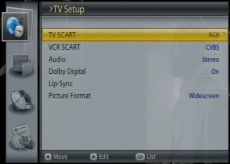 Humax Foxsat-HD Setup screen
