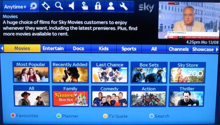 Sky Anytime Plus screen