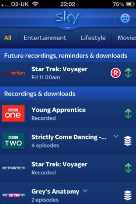 Sky+ iPhone App Box Recordings