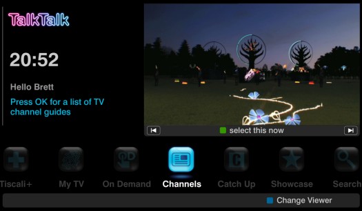 TalkTalk TV On-screen guide